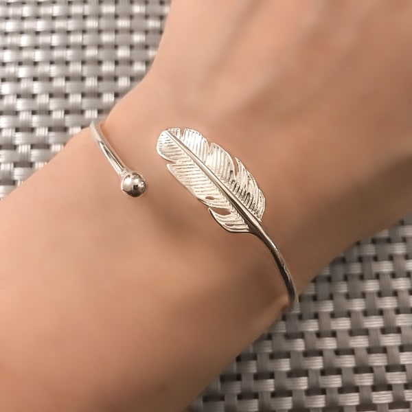 Handmade Silver Feather Cuff Bracelet – XY ELEMENT